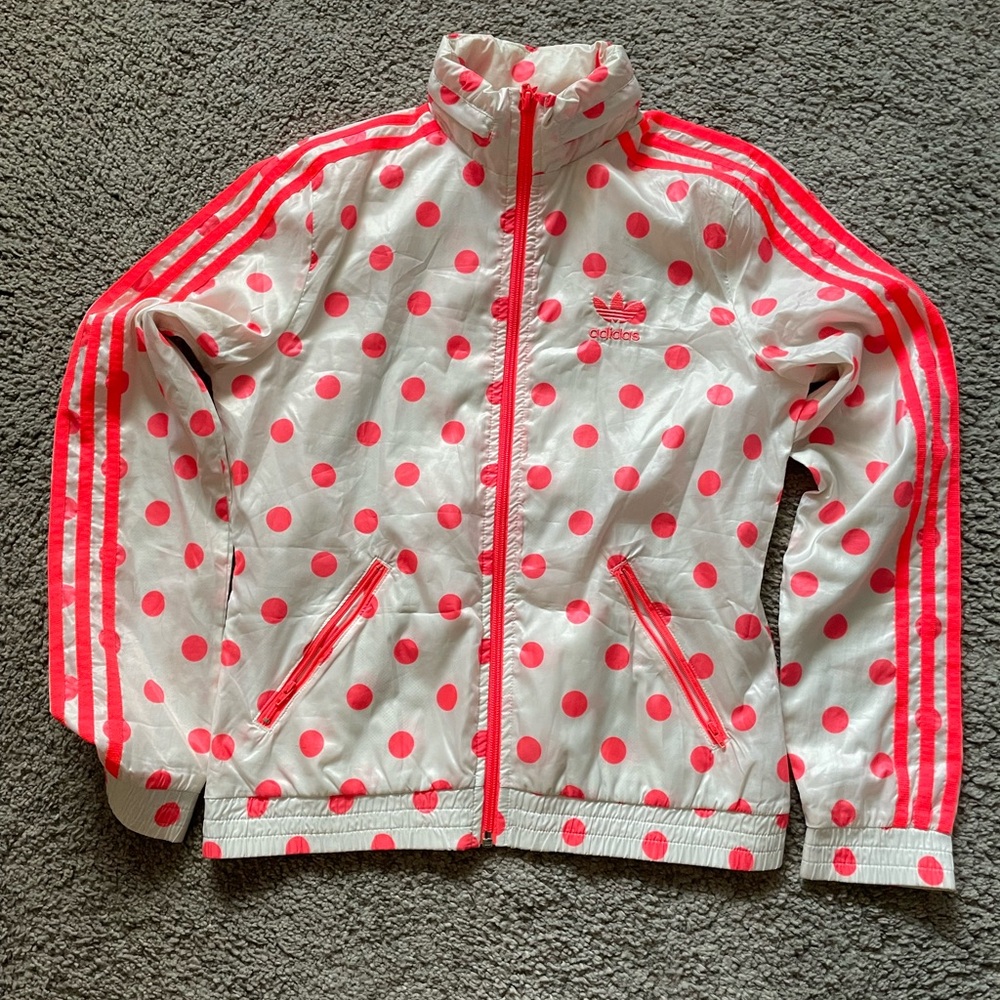 JAPAN EDITION Adidas White and Pink Polka Dot Jacket